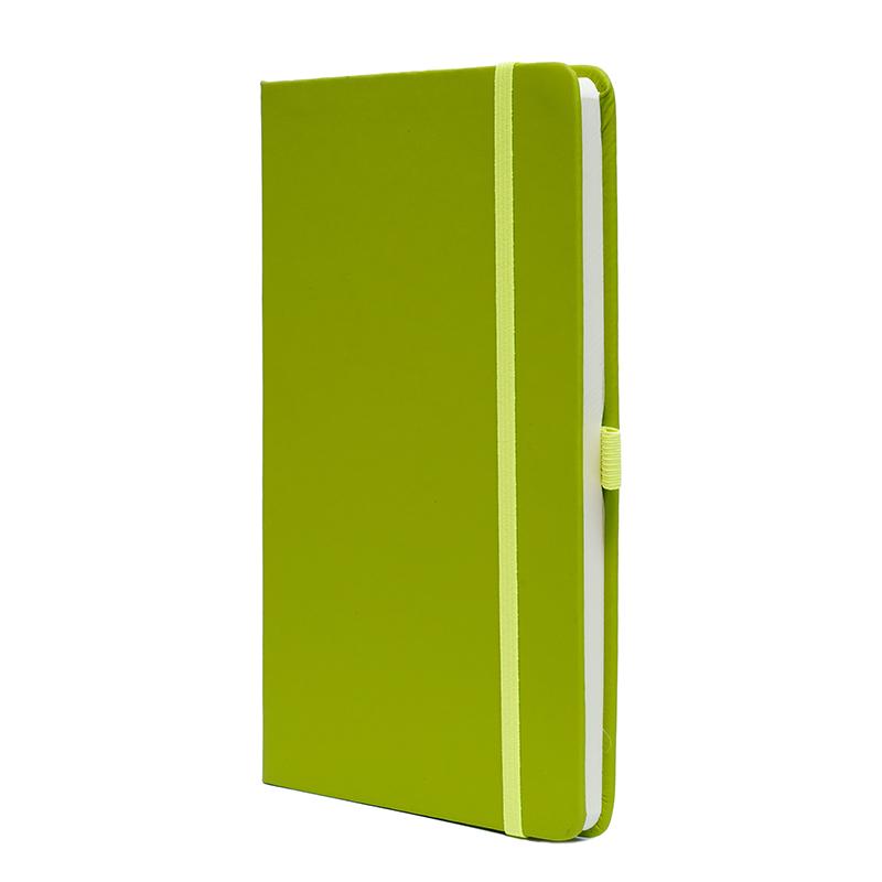 Green- Pu Leather Note Book With Elastic Band & Pen Holder